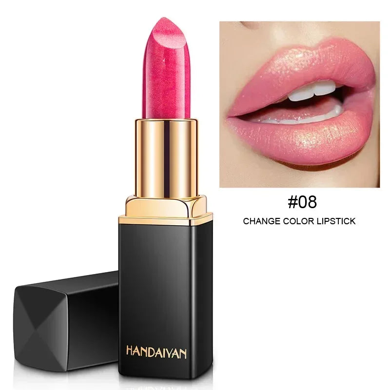 Black Tube Gold Shiny Lipstick Waterproof Long Lasting Moisturizing Glitter Pearlescent Nude Pink Shimmer Lipstick Luxury Makeup