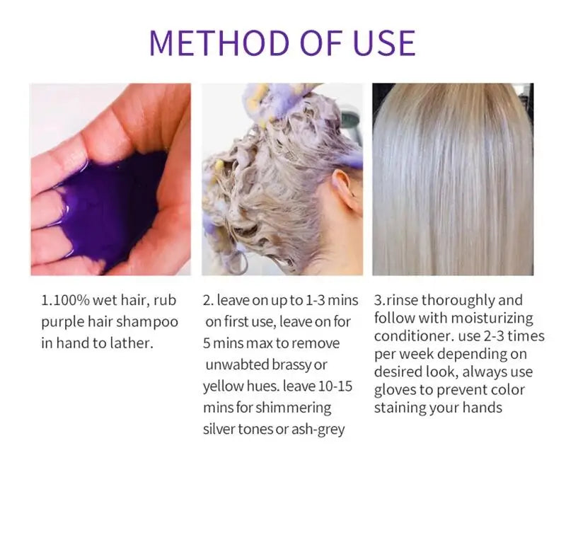 300Ml Color Fixing Purple Shampoo Lock Color Cover Gray Hair Fade Yellow After Bleach Hair Dye Long Lasting Non-irritating Care