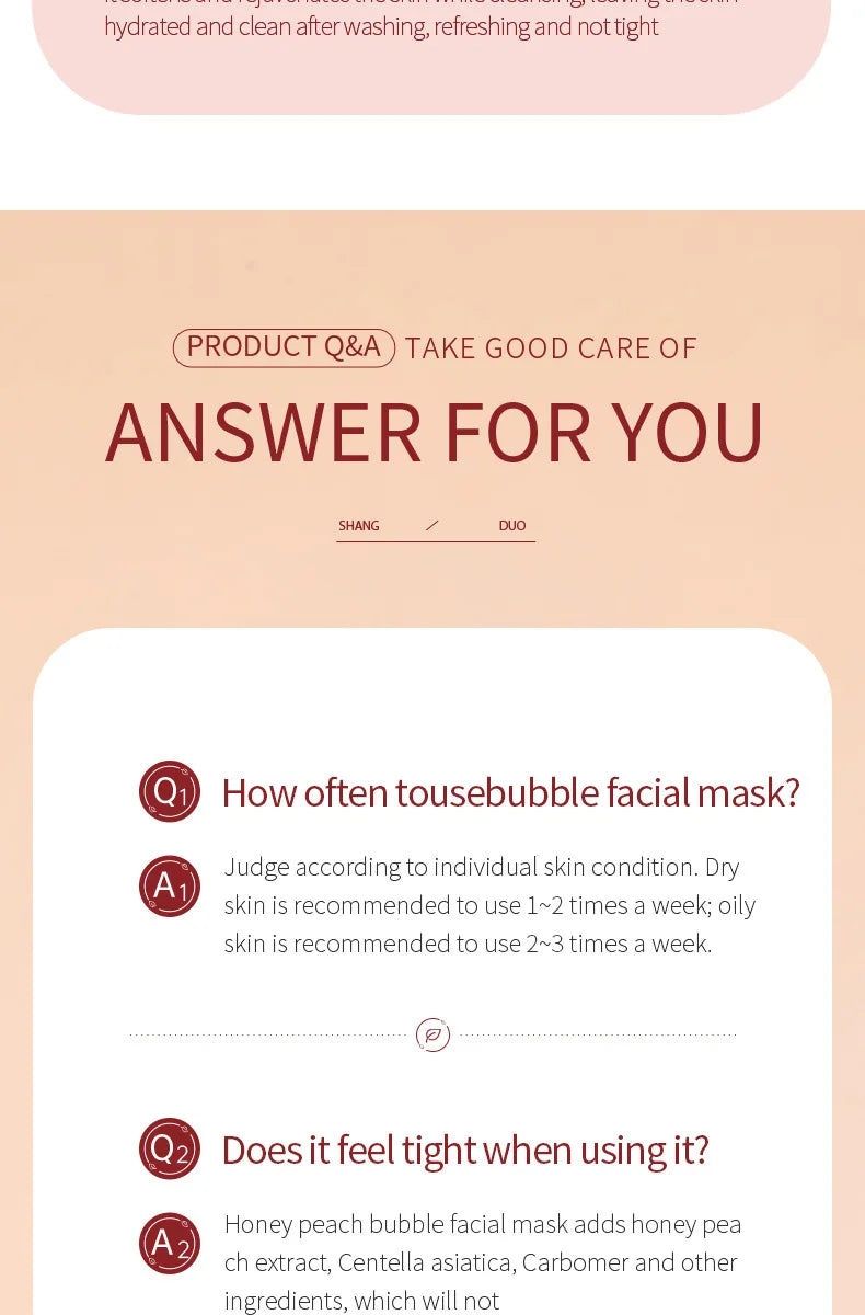 100g Peach Deep Cleansing Bubble Clay Facial Mask Remove Blackheads Oil Control Moisturizing Face Smooth Korean Skin Mud Masks