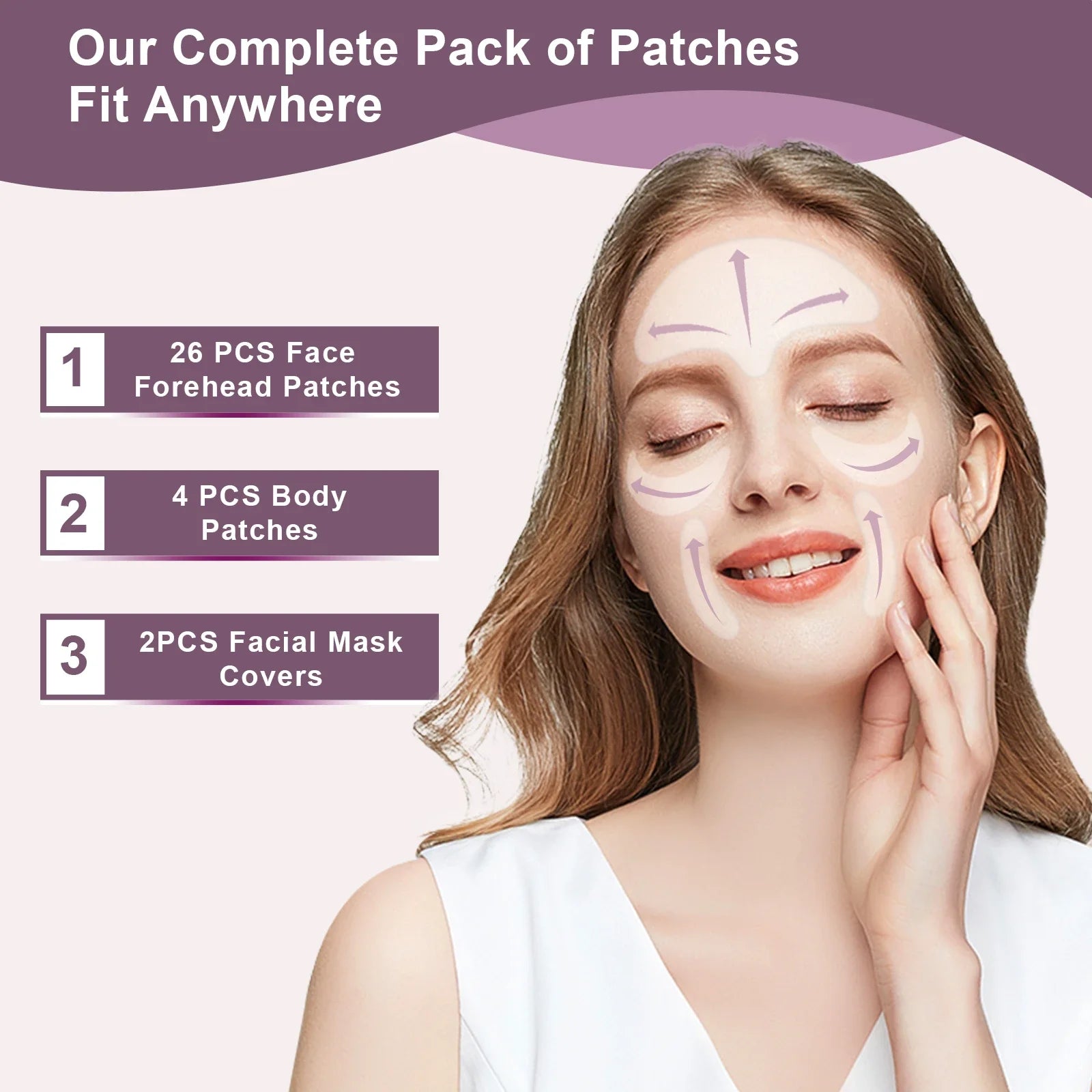 32Pcs Facial Chest Neck Silicone Pad Reusable Face Forehead Patche Facial Sleeping Mask Cover for Smoothing Chest Neck Eye Mouth