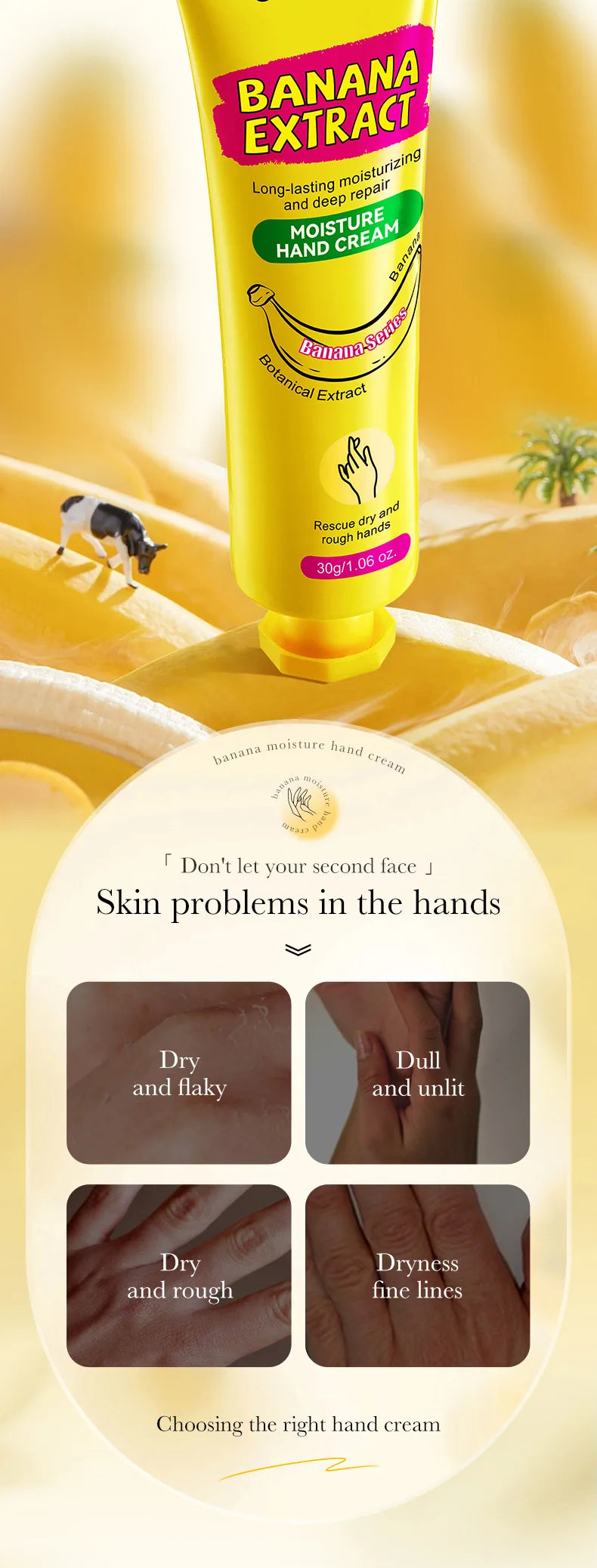 3/5pcs SADOER Banana Hand Cream Anti-Drying Crack Moisturizing Brightening Repairing Hand Creams For Hands Skin Care