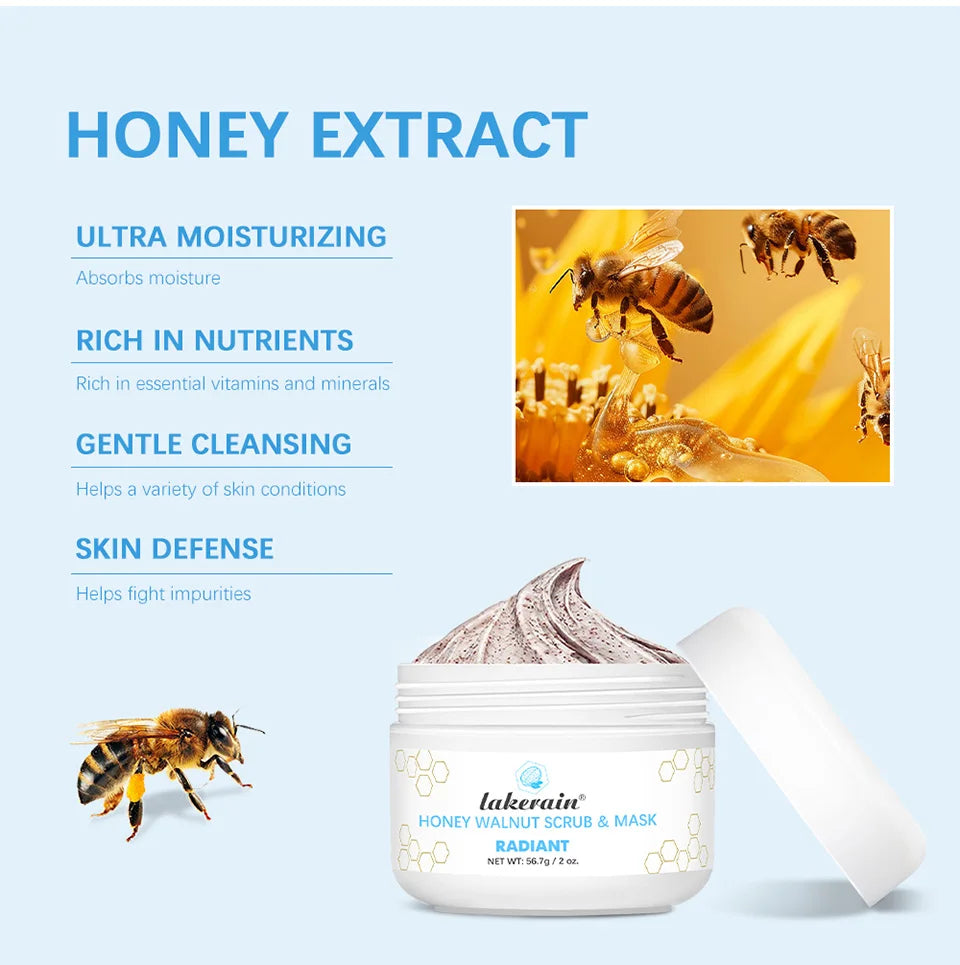Facial Scrub & Face Exfoliator Mask Skin CareMoisturizing brightening Nourishing Cleansing Honey Walnut Facial Exfoliants Mask