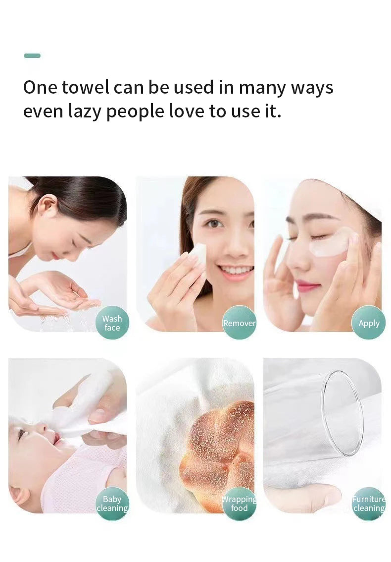 Natural Disposable Face Towel Travel Facial Cleansing Wet And Dry Makeup Remover Pearl Cotton Soft Makeup Nonwoven Towel