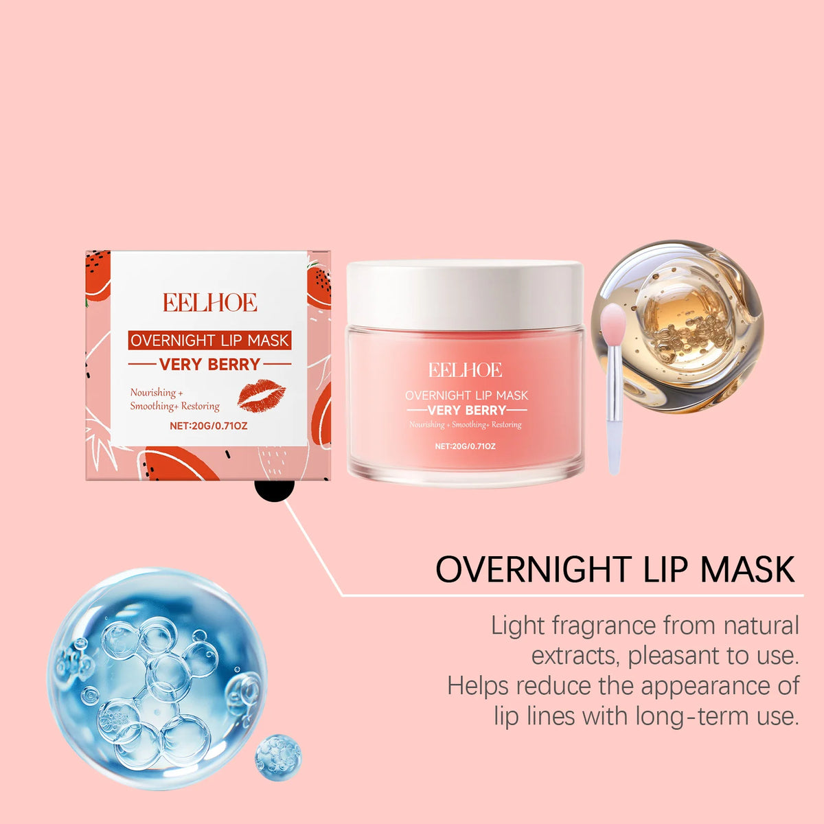 Berry Lip Sleeping Mask Overnight Lip Treatment for Dry Chapped Lips Hydrating Lip Mask with Hyaluronic Acid & Ceramide Deep