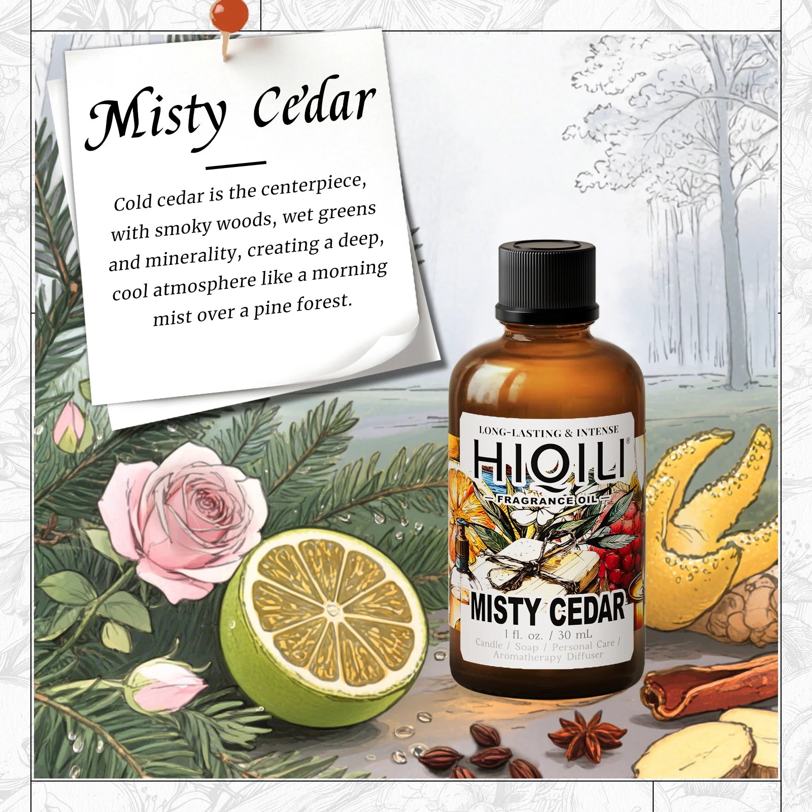 HIQILI New 30ml Perfume Oil Series, Vanilla/Lavender/Rose/Sandalwood 100% Natural Extract Perfume Oil, For Home Use, Humidifier