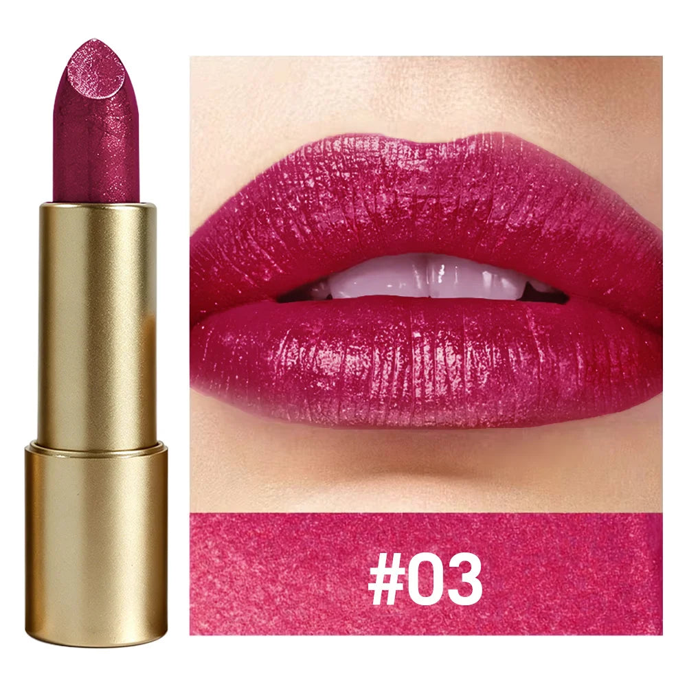 JUJU DREAM Shiny Glitter Lipstick Waterproof Long Lasting Shimmer Lip Makeup for Women
