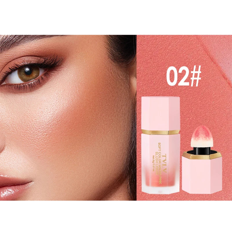 TVLV 4 Colour Matte Liquid Blush Easy to Apply Long Lasting Waterproof Blush Sponge Brush Head