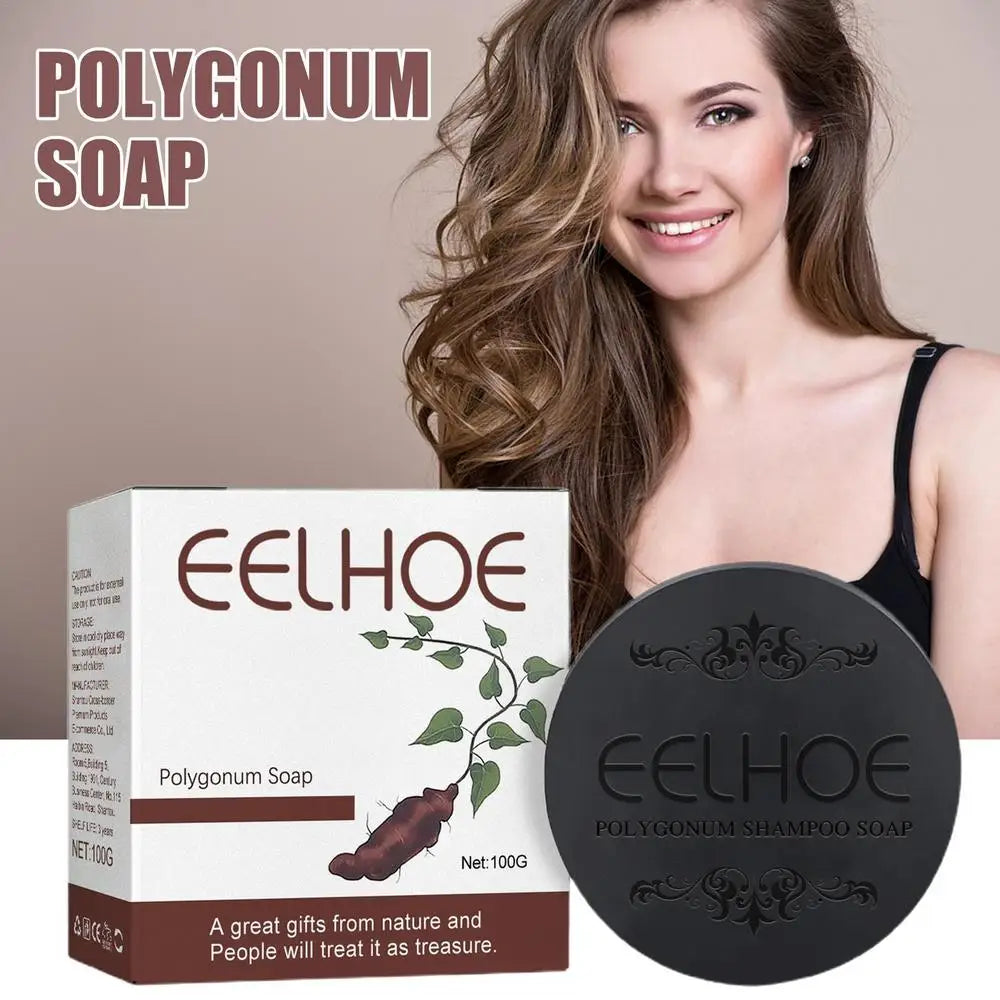 100g Herbal Hair Growth Anti Hair Loss Moisturizing Volumizing Shampoo Soap Organic Polygonum Hair Darkening Soap Bar