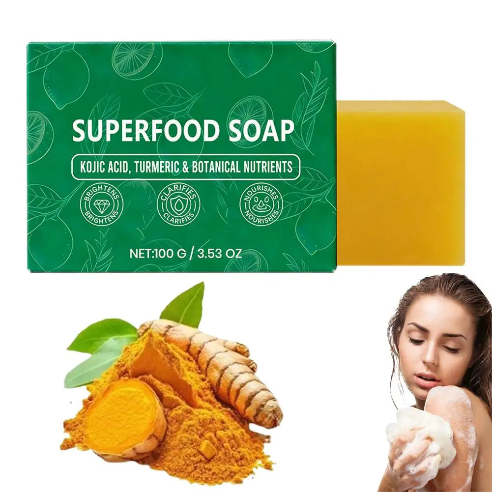 1/2PCS Turmeric Lemon Soap for Dark Spots Removal Skin Brightening Face Body Wash Deep Cleansing Nourishing Hyperpigmentation Ca