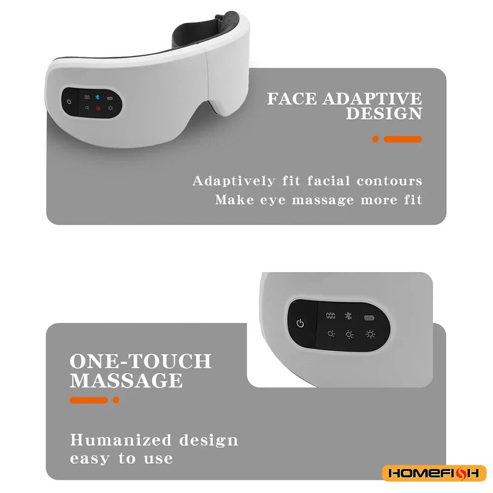 All-in-One Bluetooth Eye Massager with Vibration – Smart Mask with Wireless Charging for Eye Care