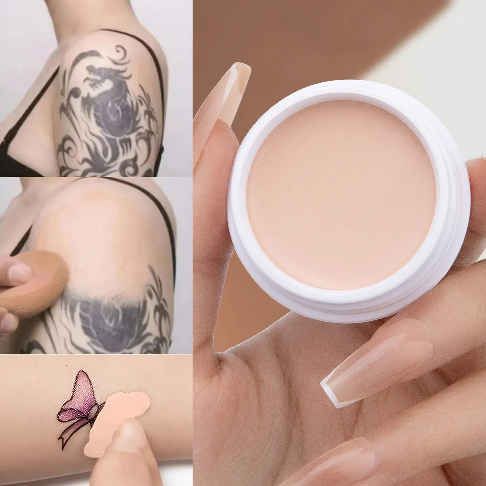 QIC Waterproof & Sweatproof Concealer Cream - Tattoo Coverage, Long-Lasting Foundation, Natural, Full Coverage, All Skin Types