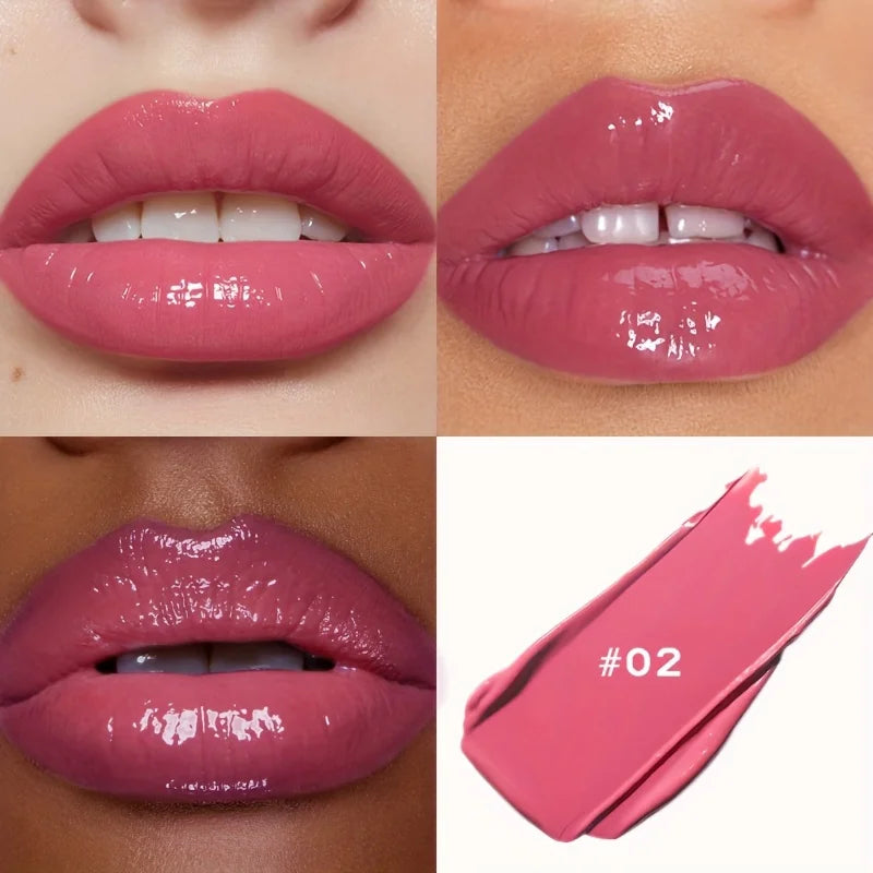 Glass Shine Lip Glaze, Mirror Finish Lipstick, Waterproof, Long Lasting, Non-Transfer, Plumping, Nude Shades