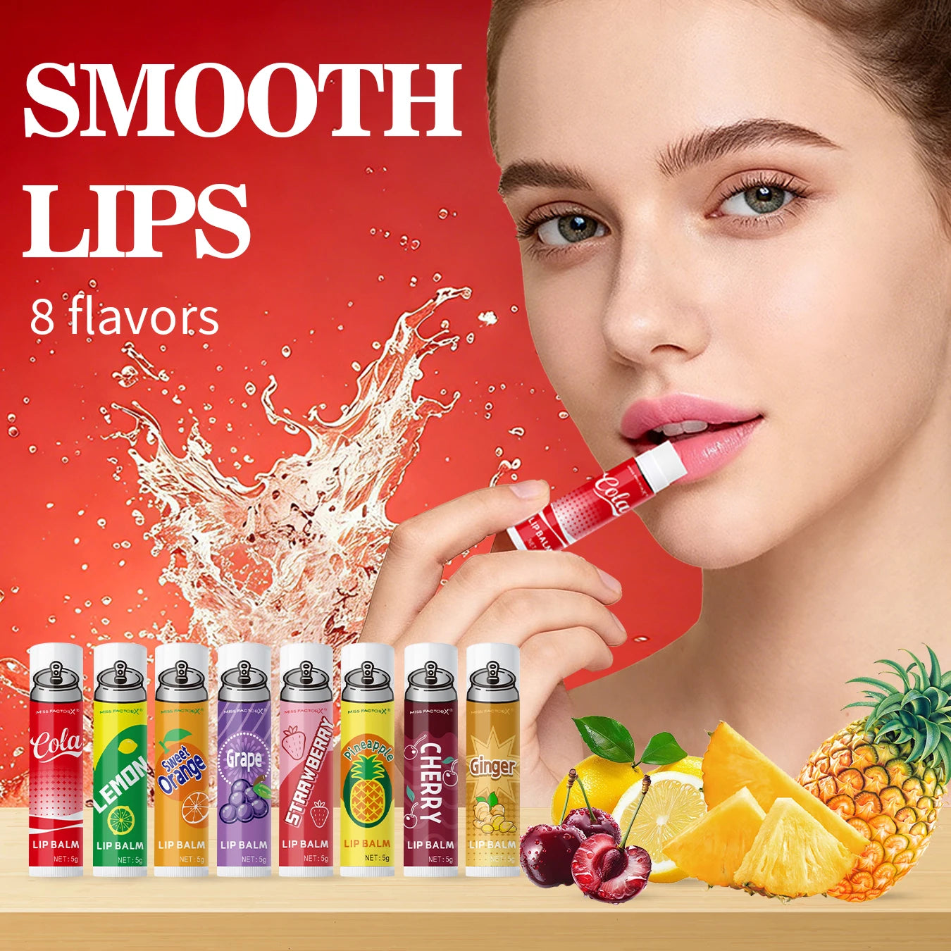 8PCS Soda-Inspired Lip Balm Set, Long-Lasting Moisture & Anti-Chapping, 8 Scents, Ideal for Daily Use & Holiday Gift Giving
