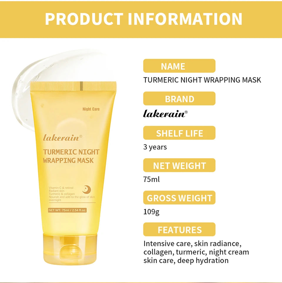 Overnight Wrapping Peel Off Mask Kojic Acid Turmeric Nourishes Hydrolyzed Collagen Glowing Skin Skin Firmnes Korean Skincare