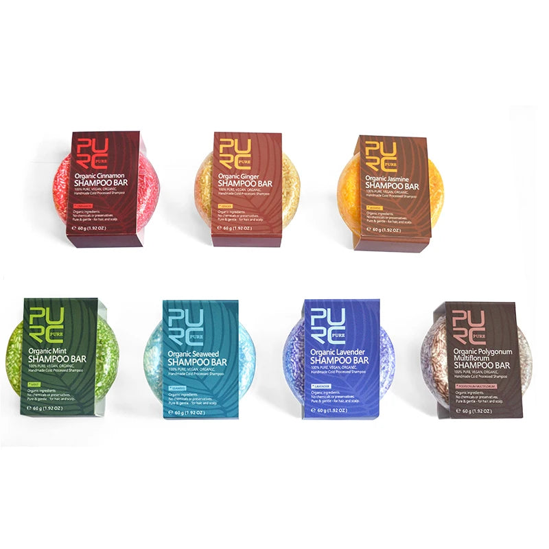PURC Hair Shampoo Bar Ginger Polygonum Cold Processed Soap Smoothing Cleaning Anti Dandruff Soap Bar Soft Hair Care