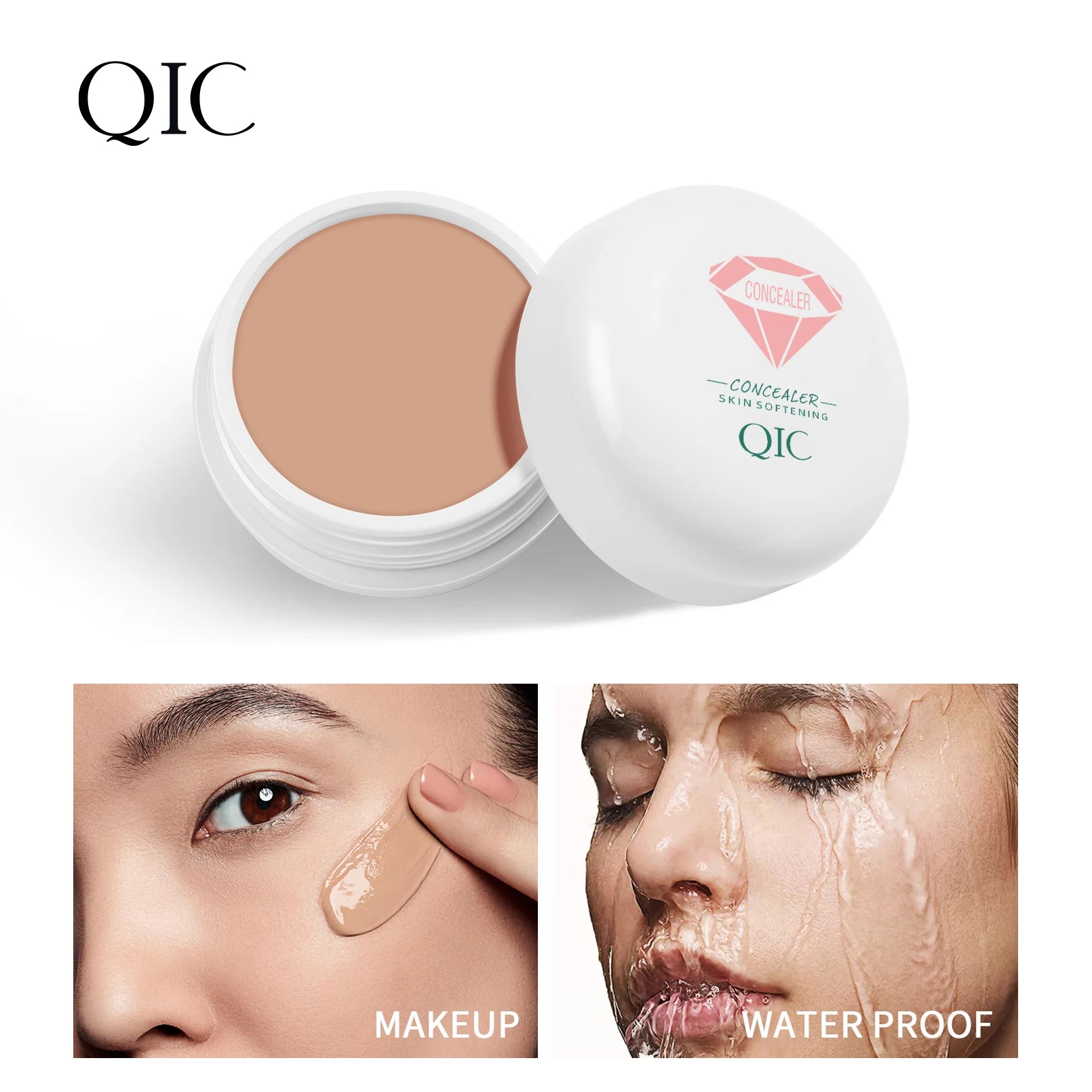 QIC Waterproof & Sweatproof Concealer Cream - Tattoo Coverage, Long-Lasting Foundation, Natural, Full Coverage, All Skin Types