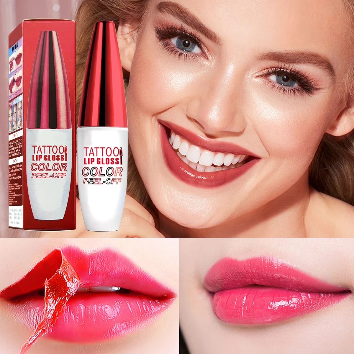 ZaiDoc Peel Off Lip Stain Tint Set 4 Colors Long Lasting Waterproof Transfer Proof Matte Finish Lip Gloss 10g Each