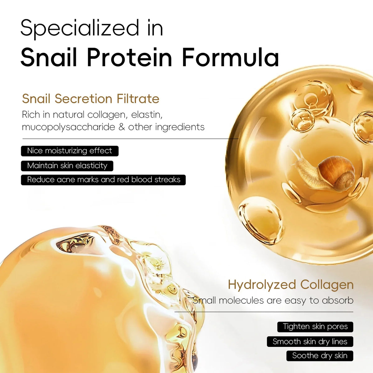 Snail Mucin & Protein Sheet Mask,Anti-Aging & Repair Face Mask,Hydrating Firming Essence Mask for Wrinkles and Pores,5/10/20 PCS