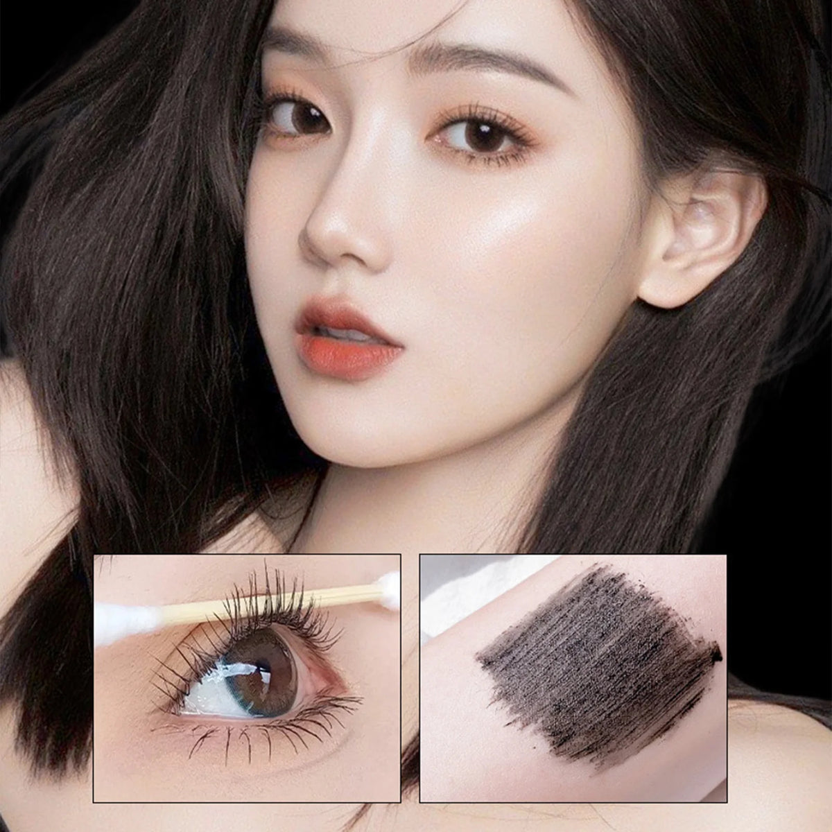 Waterproof Metallic Tube Mascara Black Silk Fiber Long Curling Non-Clumping Eyelash Extensions Spiral Makeup for Eyes