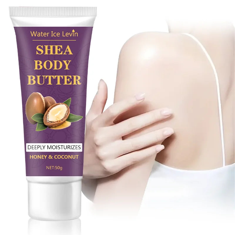 Shea Butter Body Cream, 24-Hour Moisturizing, Makes Skin Softer and More Elastic, Tightens Skin, Nourishing Body Massage, Suitable for Dry, Cracked, Light Beige Skin