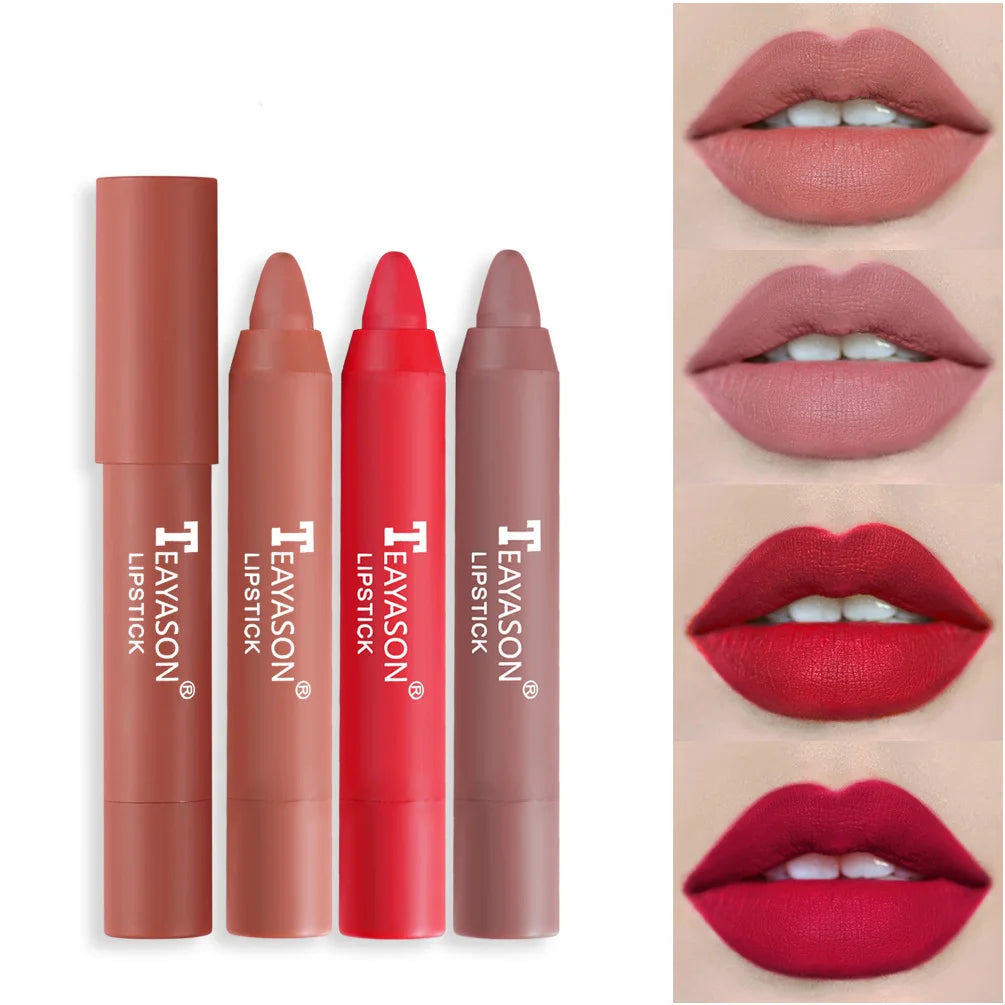 Nude Velvet Matte Lipstick Pen Lasting Waterproof Color Rendering Non-stick Cup Lipstick Pencil Lipliner Women Makeup Lip Stain