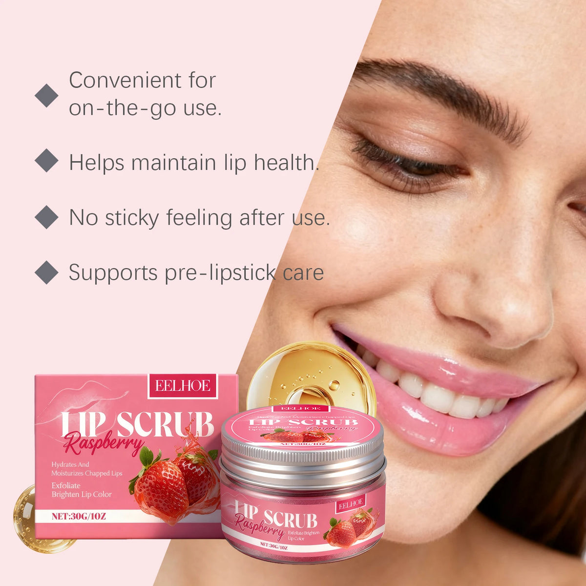 Strawberry Lip Scrub Exfoliating Soothing Lips Preventing Dryness Cracking Improving Dullness Brightening Moisturizing Lip Care