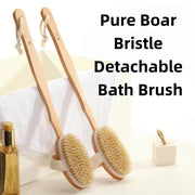 1Pc Wooden Detachable Long Handle Shower Body Brush Bathing Massage Back Body Exfoliating Brush Bathroom Wash Brush Bath Tools