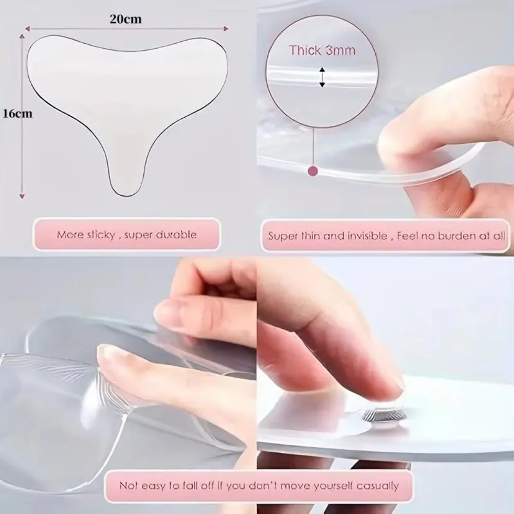 New Reusable Chest Pad Silicone Transparent Chest Patch T-shape Breast Lifting Wrinkles Remover Patch Skin Care Tools