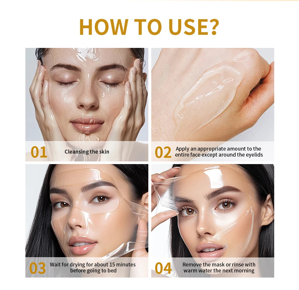 Overnight Wrapping Peel Off Mask Kojic Acid Turmeric Nourishes Hydrolyzed Collagen Glowing Skin Skin Firmnes Korean Skincare