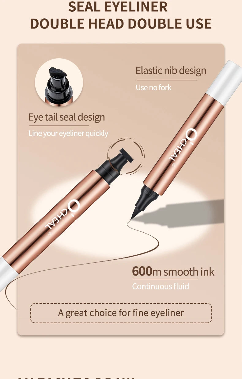 O'CHEAL Eyeliner Stamp Black Liquid Eyeliner Pen Waterproof Fast Dry Dual Head Eye Liner Pencil Make-up for Women Cosmetics Tool
