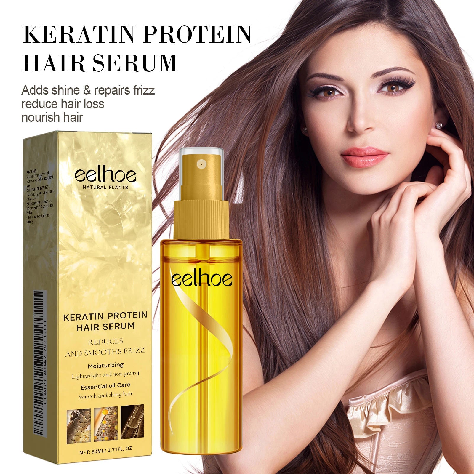 Keratin Protein Hair Serum Nourishing Repairing Damaged Hair Improve Gloss Reduce Hair Frizz Refreshing Hairdressing Oil Essence