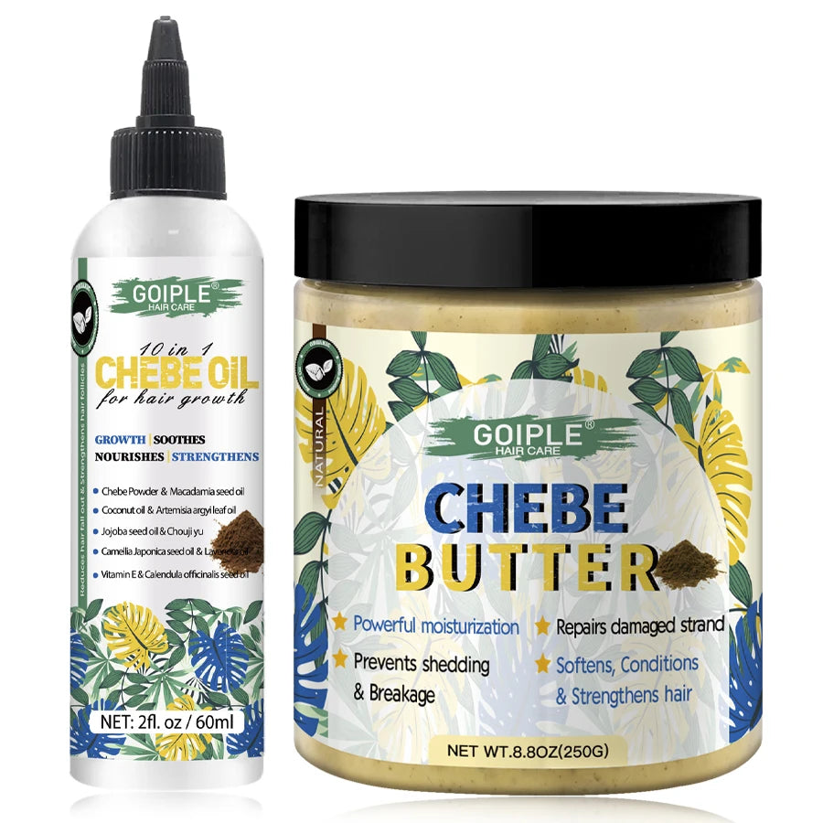 GOIPLE Chebe Hair Care Products Deep Nourish & Moisturize Conditioner Smoothing Anti-loss Breakage Hair Oil or Butter or Powder