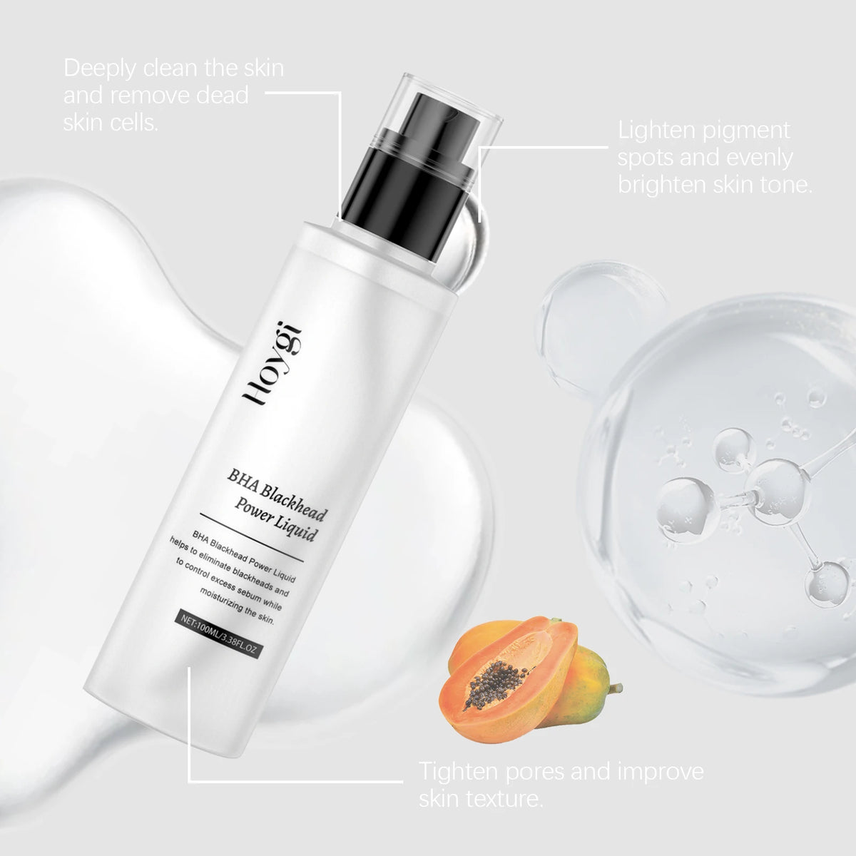 Salicylic Acid Exfoliating Toner 100ml Pore Minimizer Blemish Control Liquid Papaya Extract Hydrating Facial for Acne Prone Skin