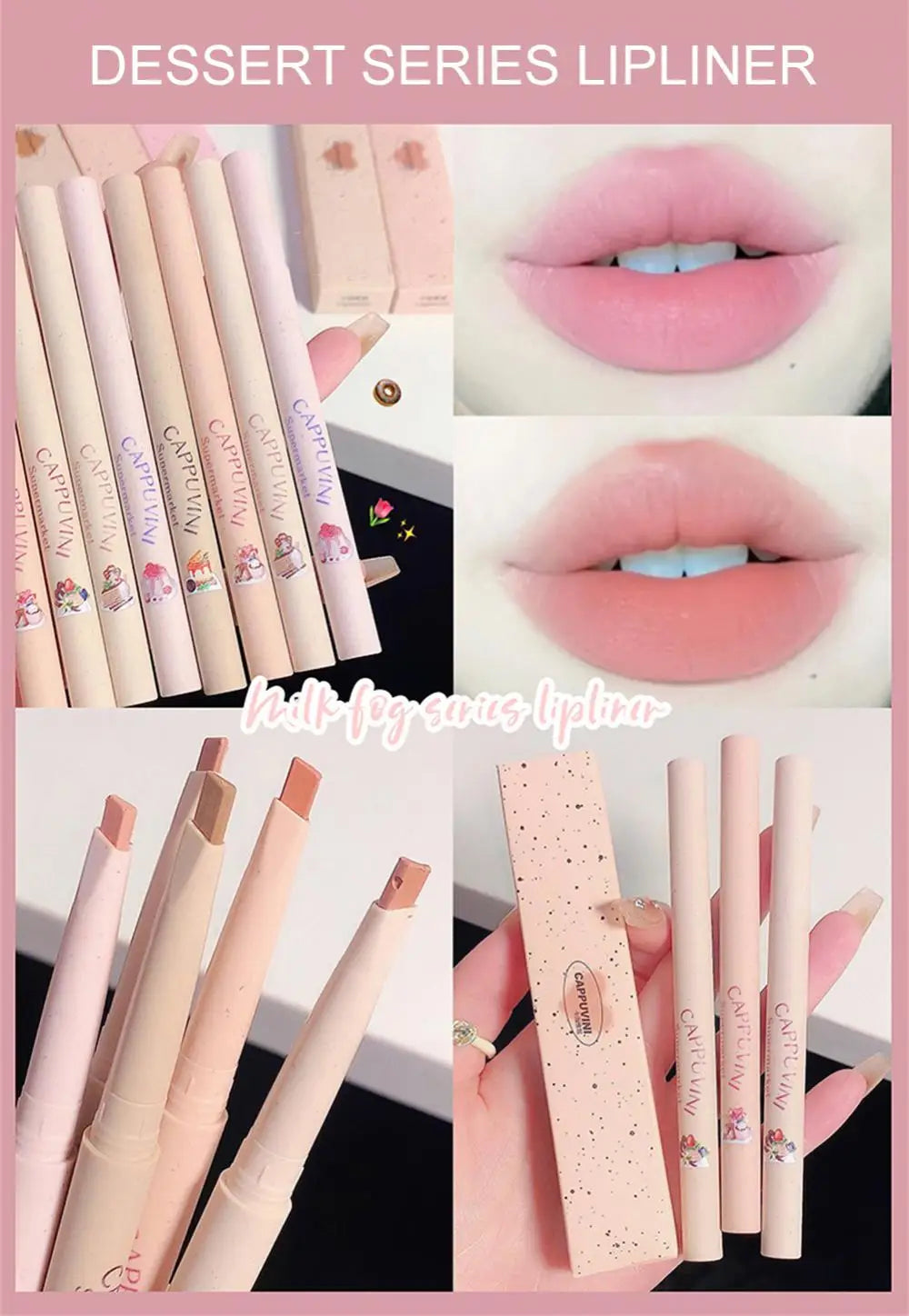 Nude Lip Liner Pencil, Smooth Outline Lip Shape, Waterproof Long-Lasting Matte Lipstick Pen Makeup for Natural Lips
