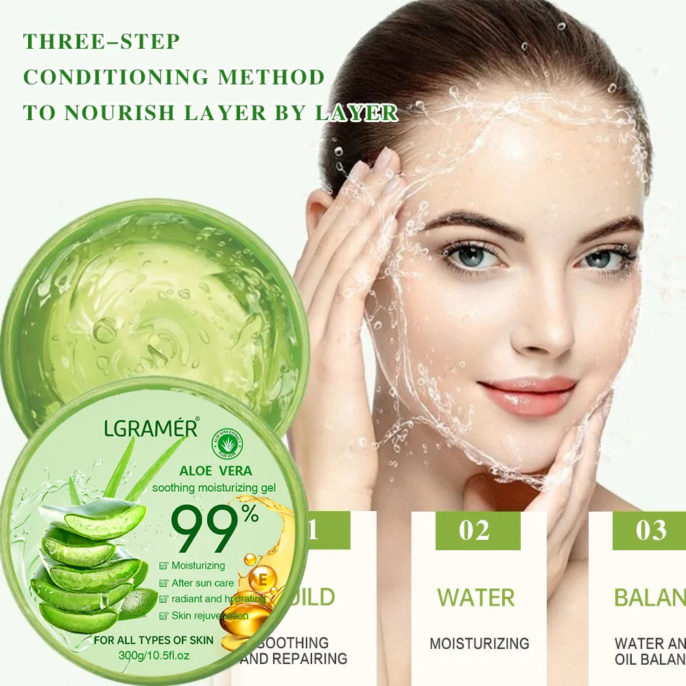 99% Aloe Vera Gel 300g Deep Hydration and Moisturizing Facial Body Leave-In Gel Shrink Pores Sleep Mask Korean Skincare Products