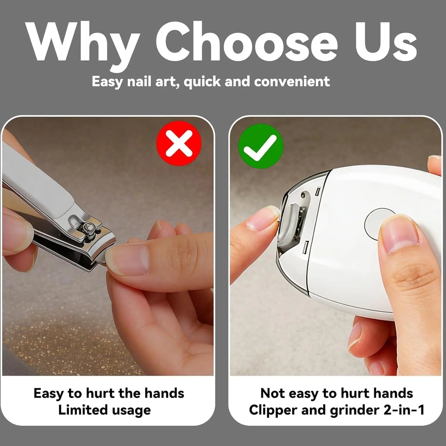 Portable 2 In 1 Electric Nail Grinder With LED Light Mini Manicure Nail File Tool Household Nail Care Supplies For Baby Adult
