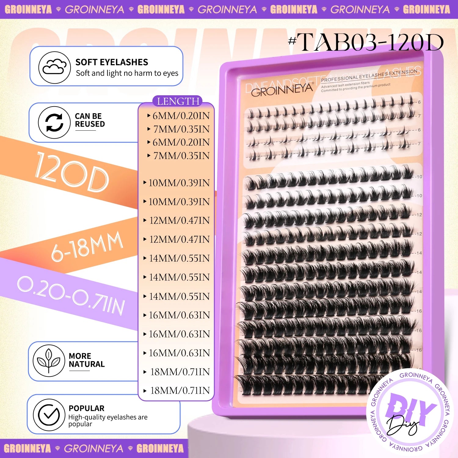 GROINNEYA Manga Lash Clusters Kit Fluffy 3D Mink Faux Cluster Lashes Kit Lashes Extension with Bond and Seal Makeup Kit