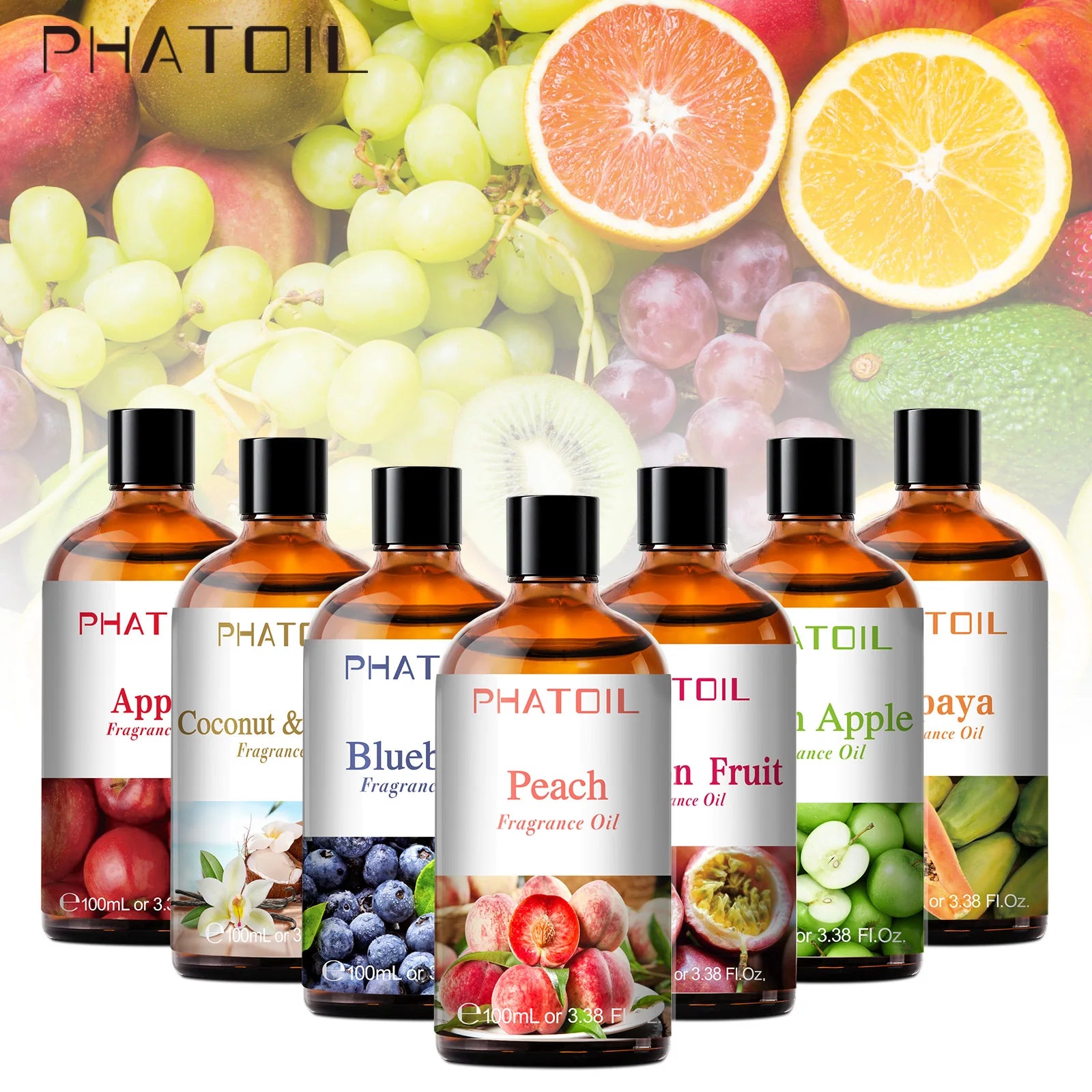 Phatoil 100ml Blueberry Fragrance Oils Coconut Vanilla Green Apple Mango Cranberry Strawberry Grape Guava Cherry Esssential Oils