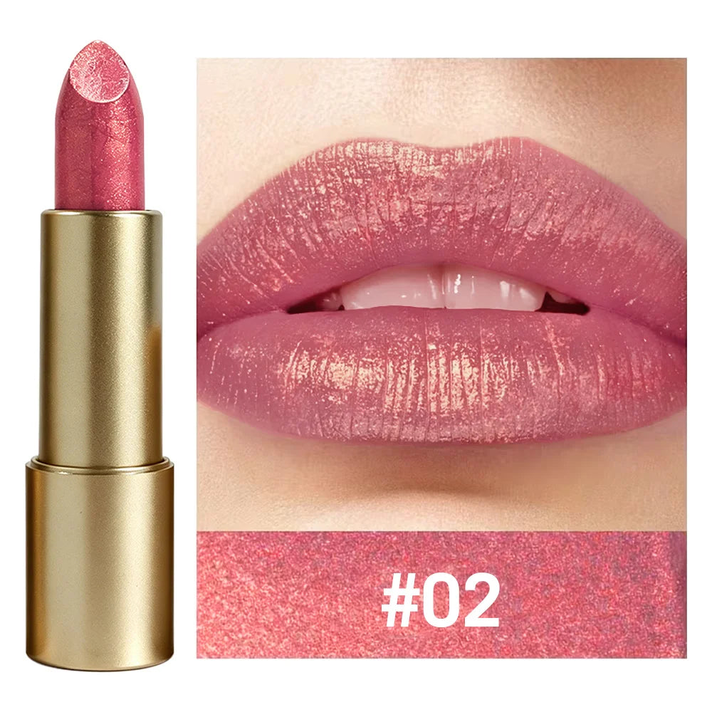 JUJU Dream Luxury Gold Tube Shimmer Metallic Lipstick, Hydrating Glitter Lip Balm, Waterproof Long Lasting & Non-Stick Cup