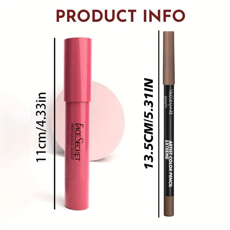 2pcs/Set Matte Velvet Lipstick Lip Combo,Long-lasting Waterproof High-saturation Non-sticky Formula,pink Pink Tones