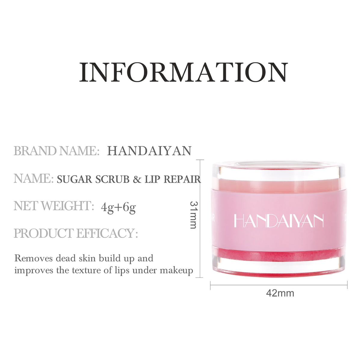 HANDAIYAN 2-in-1 Lip Exfoliator & Moisturizer Sugar Scrub Lip Repair Mask Lipbalm Double Lip Care Effected Lip Scrub Balm