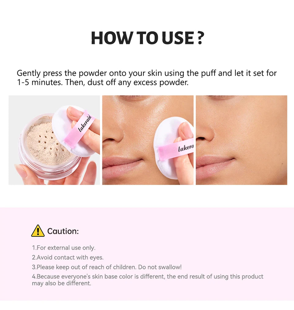 Lakerain Loose Baking Setting Powder Oil Control Natural Matte Finish Long Lasting Makeup Setting Powder Korean Cosmetic 4colors