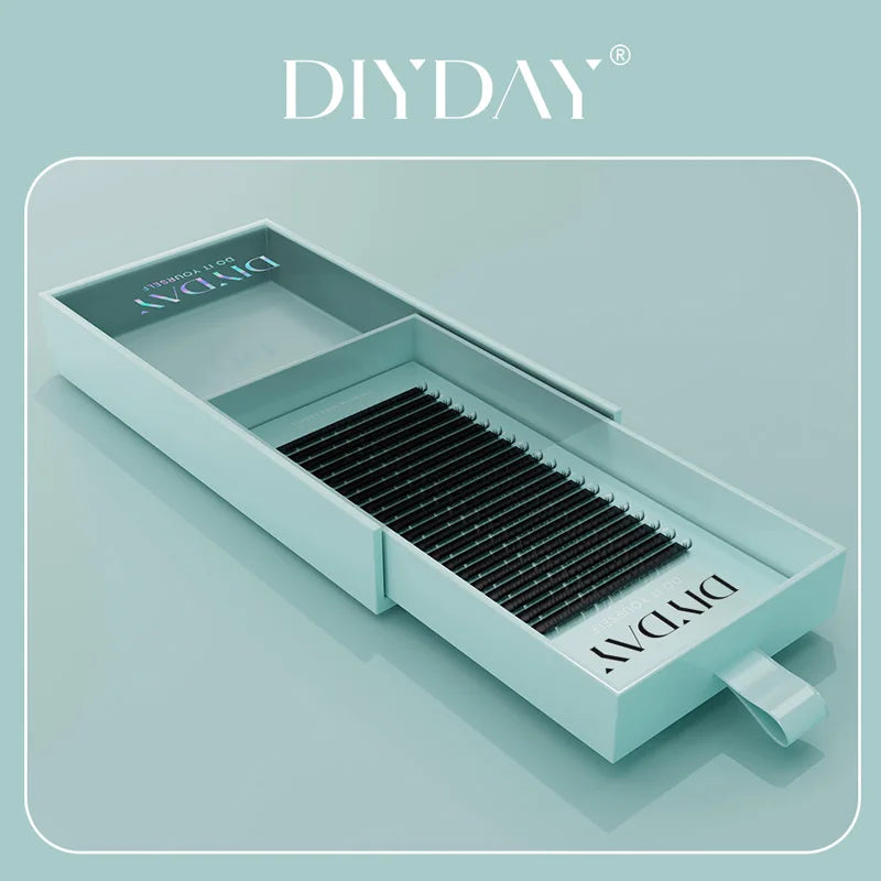 DIYDAY 16Rows Classic Lashes Individual Natural False Mink Eyelashes B C CC D DD Curl Eyelash Extension Supplies for Makeup
