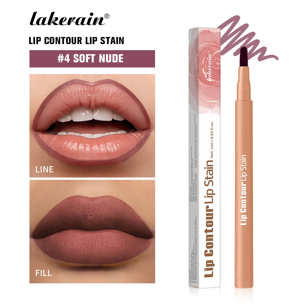 Waterproof 2 In 1 Lip Stain And Liner Pen Long Lasting Smudge Proof Kiss Proof Transfer Resistant 8 Colors Makeup Lip Pencil