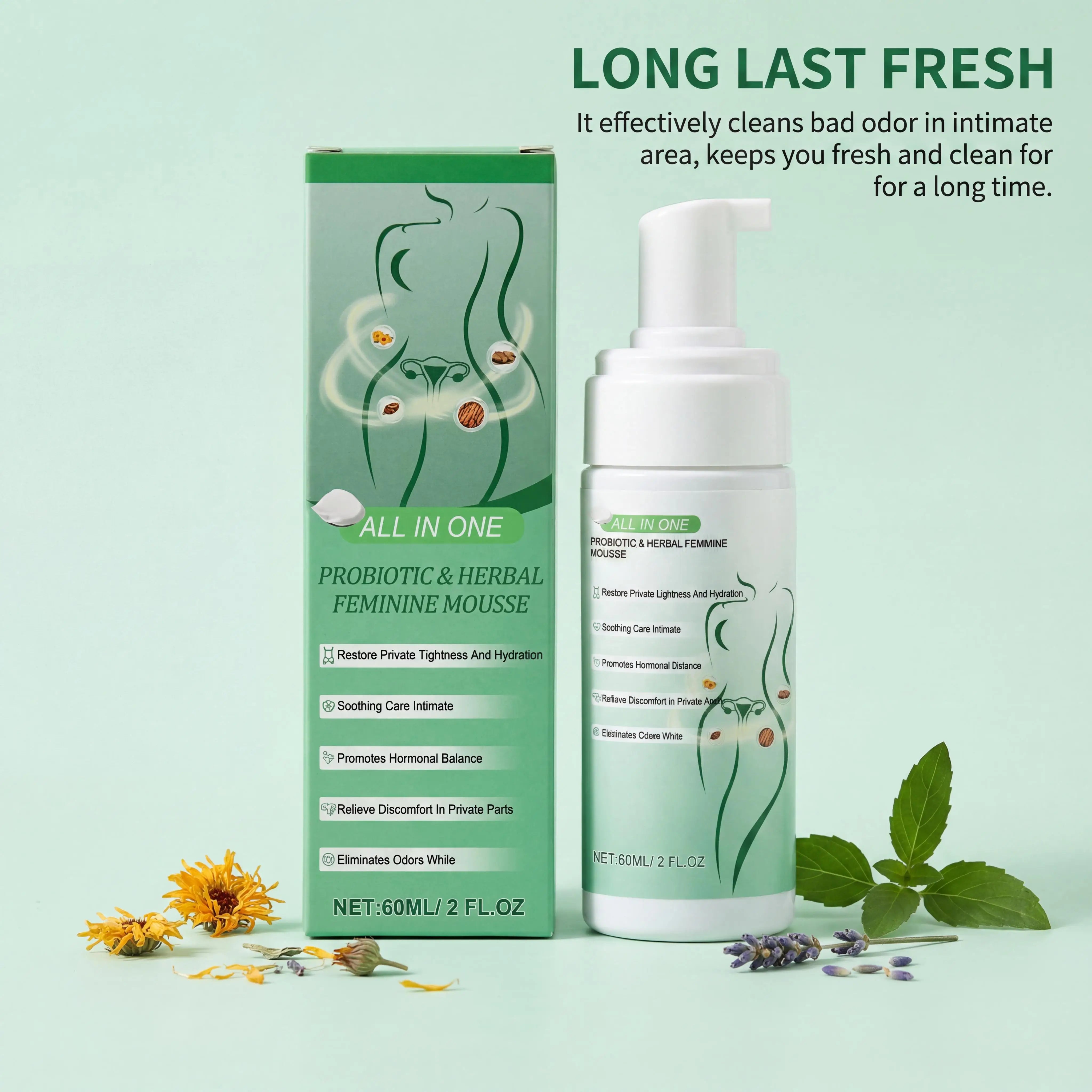 Herbal Women Private Part Care Hygiene Cleansing Mousse PH Balanced Relieve Local Discomfort Remove Odor Daily lasting Protect