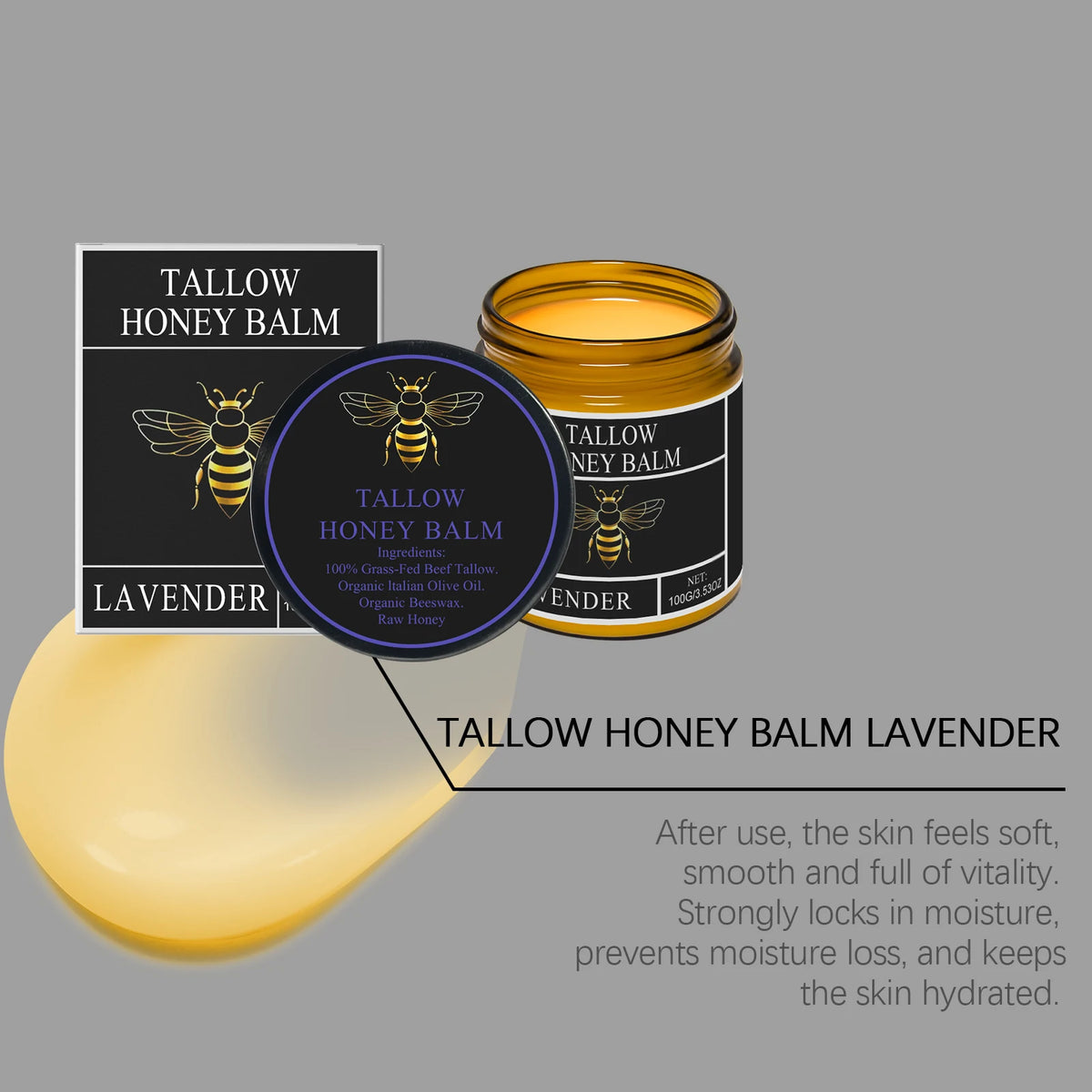 Beef Tallow Honey Cream Brightening Fade Dark Spots Remove Melanin Firming Non-Greasy Lasting Moisturizing Soothing Body Lotion