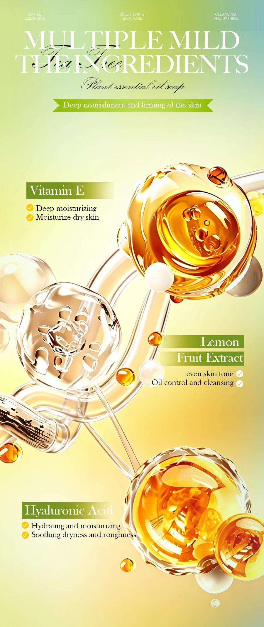 2Pcs100G Tea Tree Oil Soap Bar Deep Cleansing Facial Bath Bar Acne Pimple Control New Formula