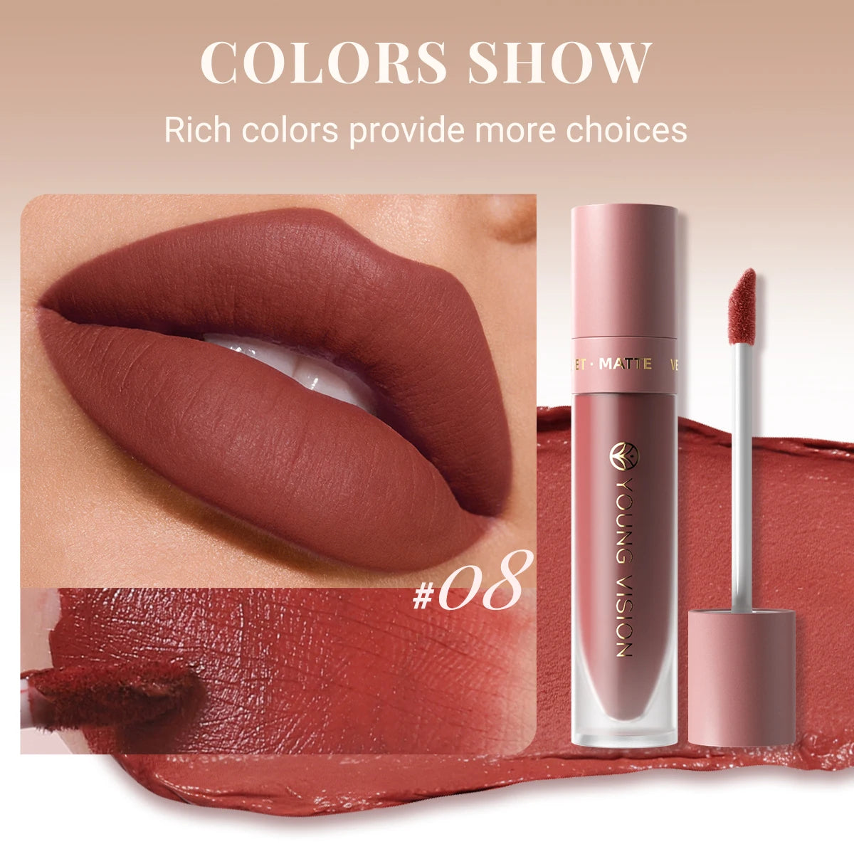 DUNUF Matte Velvet Lip Gloss, 3D Plumping & Waterproof, Square Tube Lipstick, Easy Application, 8 Shades (All-in-One)