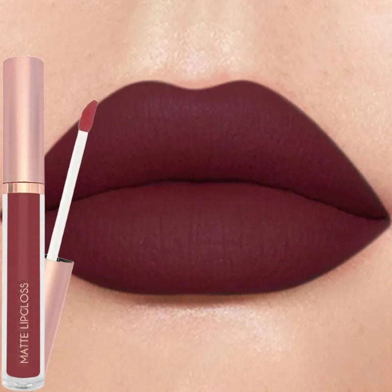 12 Colors Matte Velvet Sexy Lip Gloss Waterproof Long-Lasting Non-stick Cup Lip Glaze Nude Liquid Lipstick Lips Makeup Cosmetics