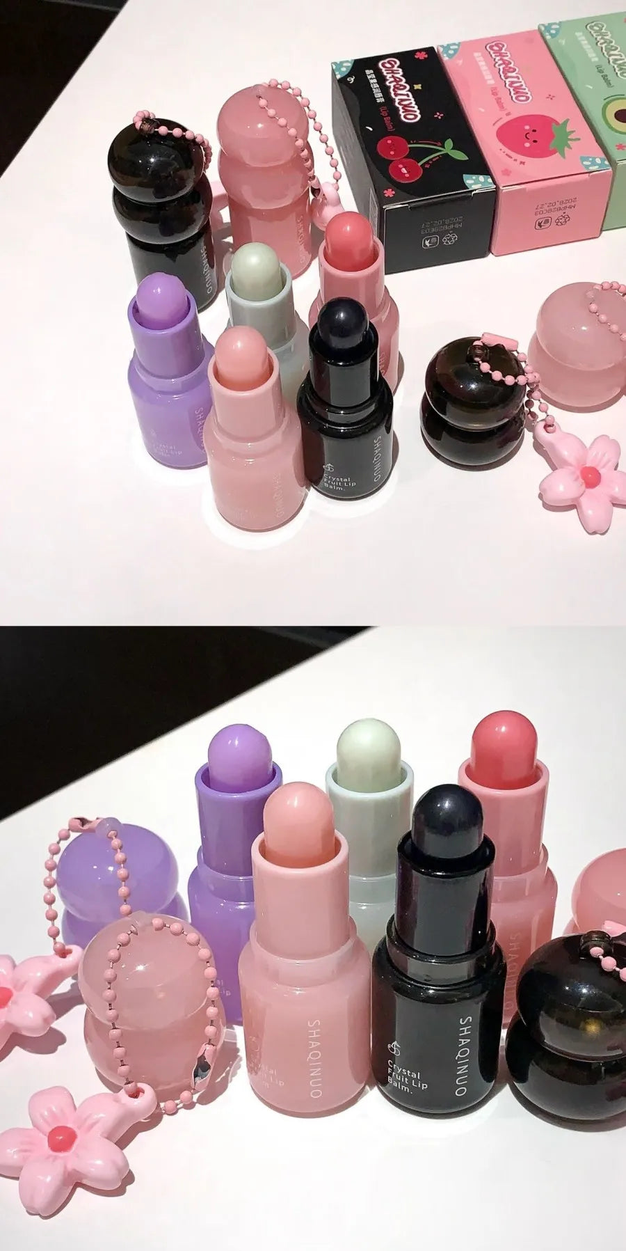 Hydrating Fruit Lip Balm Pendant, Tinted Moisturizing Lip Care for Fall & Winter, Prevents Dry Cracking, Refreshing Fruit Flavor